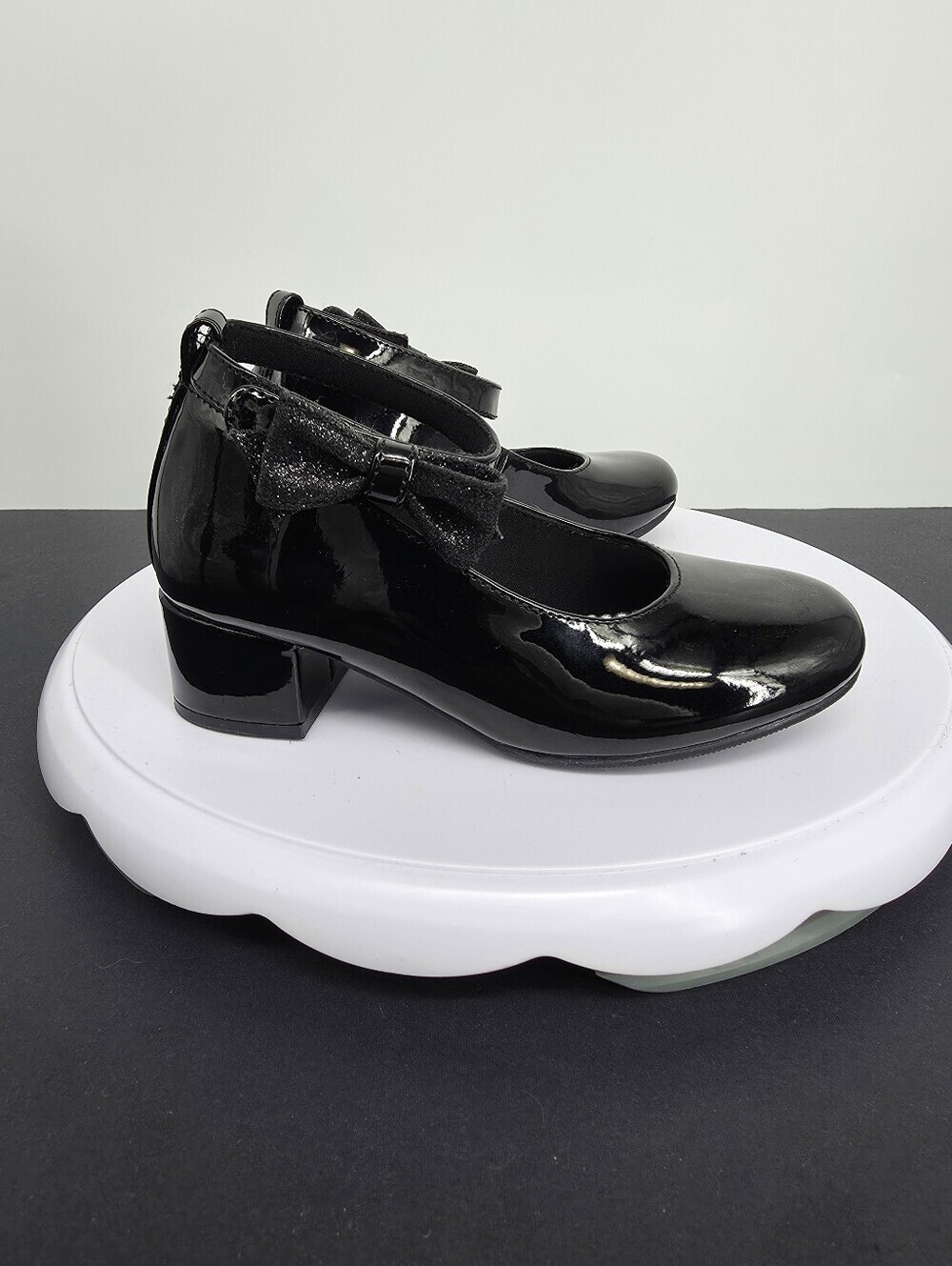 Rachel Shoes Lil Janet Girls 11M Black Patent Mary Jane Dress Heel Bow 356501 - Picture 7 of 8